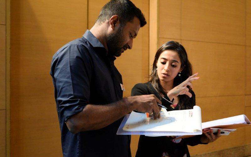 Yatish Surana of Stuff India studies the detail. He was impressed with the dense black on monochrome imagery