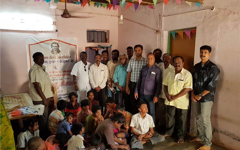 The Madurai printers with the children from the CSI School and Home for Differently Abled, Pasumalai, Madurai