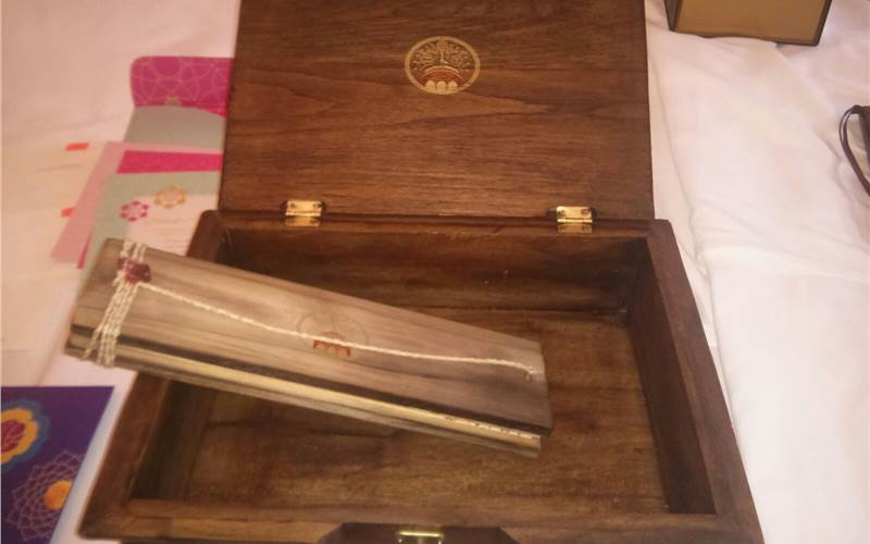 A special wedding card which is part of the USD40 billion wedding industry in India