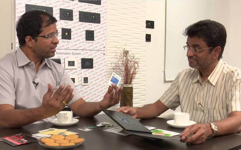 Rajesh Kulkarni (l) of Keetronics: creating printed electronics, which are making the 'Make in India' concept a reality, by replacing industrial application products currently coming from South East Asia