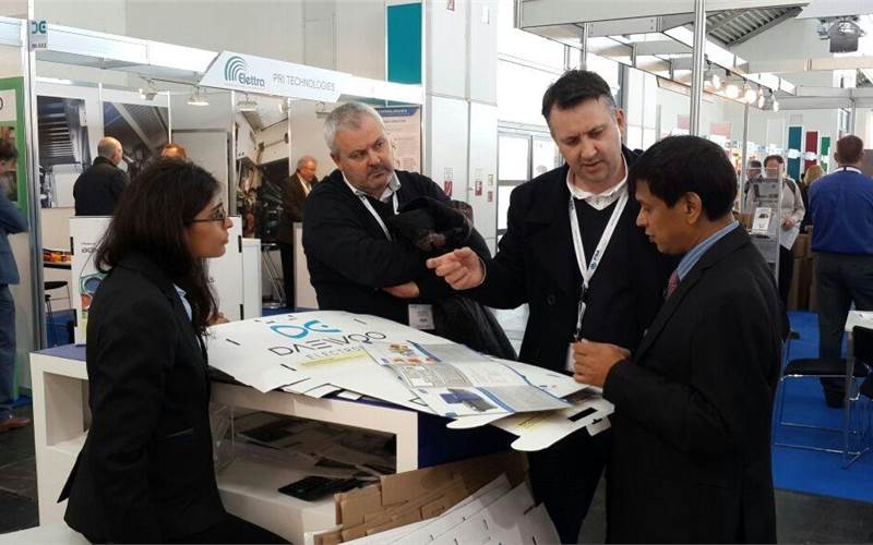 In line with the trend: Macart’s Boxjet, which was launched at Pamex 2013, according to Atul Gandhi, will change the converting ways for short to medium run print jobs, and make it profitable. (In the pic): Gandhi at CCE Corrugation and Carton Exhibition currently on in Munich's Trade Fair Centre, Germany
