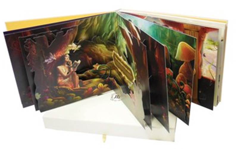 LUSTRA PRINT PROCESS | Mahagun pop up catalogueLength of run: 1000Art: CMYK + Pantone Metallics 872 GoldPre-Press: Agfa Apogee workflow and Screen CTP systemPress: Ryobi 925 (five-colour + online aqueous coater)Post-Press: Gold raised UV, laser cutting and metal deposition on cover and glitter gold screen printing and metal deposition on the inside pagesPaper: 190 + 190gsm Iris SG White (back-to-back pasting) for the inside pages, 270gsm Iris SG White for the pop-ups, and off white covering material pasted on 2.5mm mill board for the coverSpecial Feature: Pop-ups on three spreads