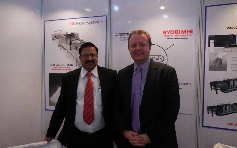 Provin Techno was present with its BW Papersystems from MarquipWardUnited as well as Ryobi MHI presses. According to Peter Stokley (r), BW Papersystems’ SMH Sheeter - eCon is a popular sheeting machines. In India, there are three, two at ITC and one at Parksons Packaging.