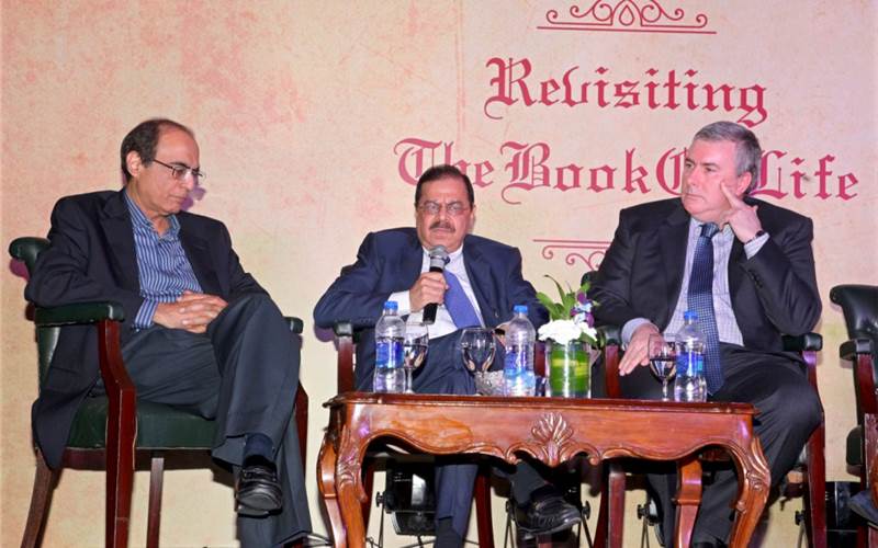 (From left) Rajiv Beri, managing director, Bloomsbury Publishing India, JP Vij of Jaypee Brothers Medical Publishers, and Mike Levaggi, group production director, HarperCollins Publishers participated in a panel discussion about the Indian book market and Replika’s place in it