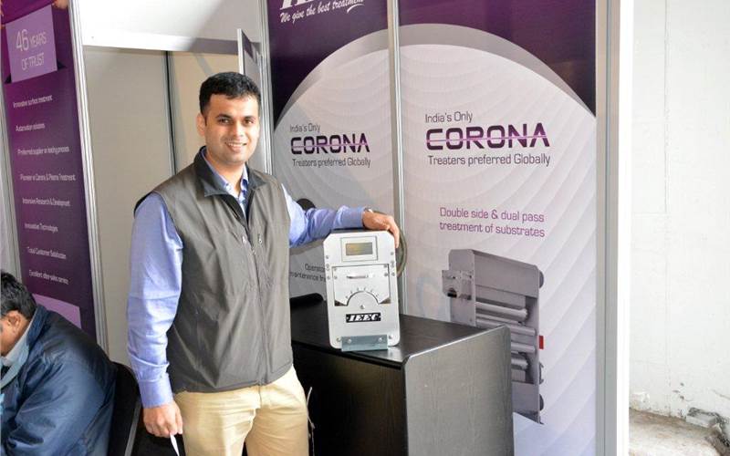 IEEC is the only corona treatment equipment manufacturer at Labelexpo, and will introduce a new integrated operator console, allow operator to see the fault tripping, if any. Rohit Deshpande in the picture, says IEEC can be fitted to any flexo, convention or digital, CI flexo among others, and has around 50 installations.