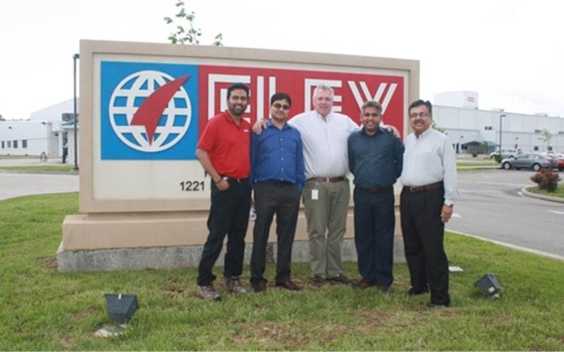 The core team of Flex Films (USA), from left, Praveen Murlidharan, responsible for IT; RatneshwarJha, responsible for accounts and finance; Wayne Morris, chief financial officer; KK Sharma responsible for production and Deepak Chopra, who take cares of sales and marketing
