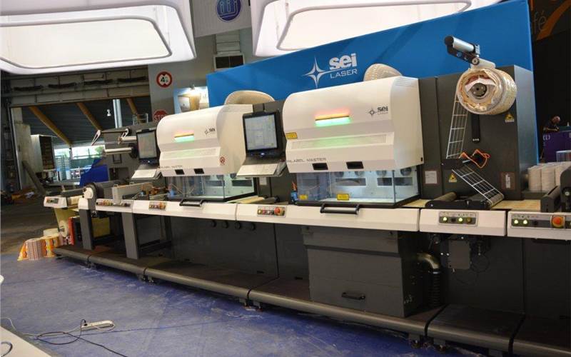 A two tower four lasers die-cutting machine from SEI Laser for efficient production of labels