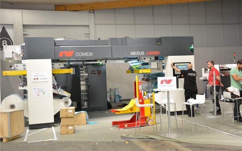 The Comexi Nexus 20000 being readied to be run in tandem with the HP Indigo 20000 press