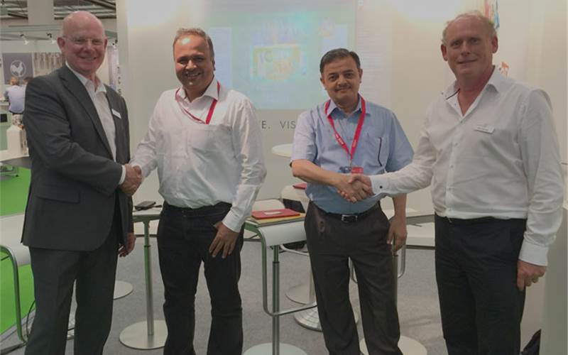 (l to r) Trevor Haworth of (Creative Edge  Software), Gopal Krishnan (ThinkPrint), Hemanshu Desai  (ThinkPrint), Nick Gilmore (Creative Edge Software)