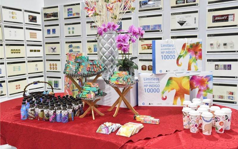 Seen here is HP Indigo 10000 print applications by deploying HP's Mosaic software