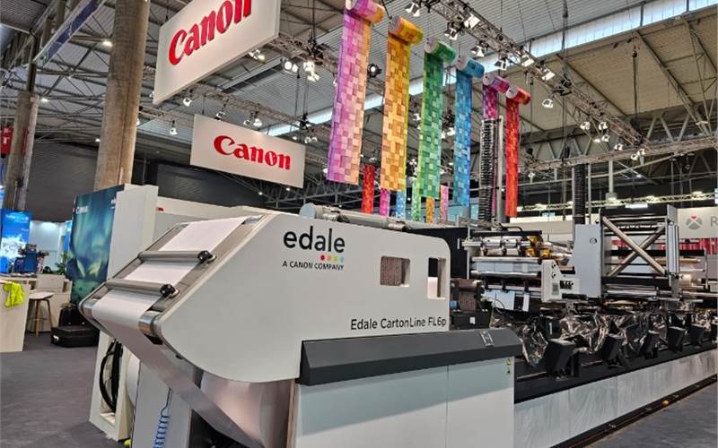 Canon showcases LabelStream 4000 hybrid press and Edale flexo platform, focusing on automation, workflow integration and colour consistency for versatile label production